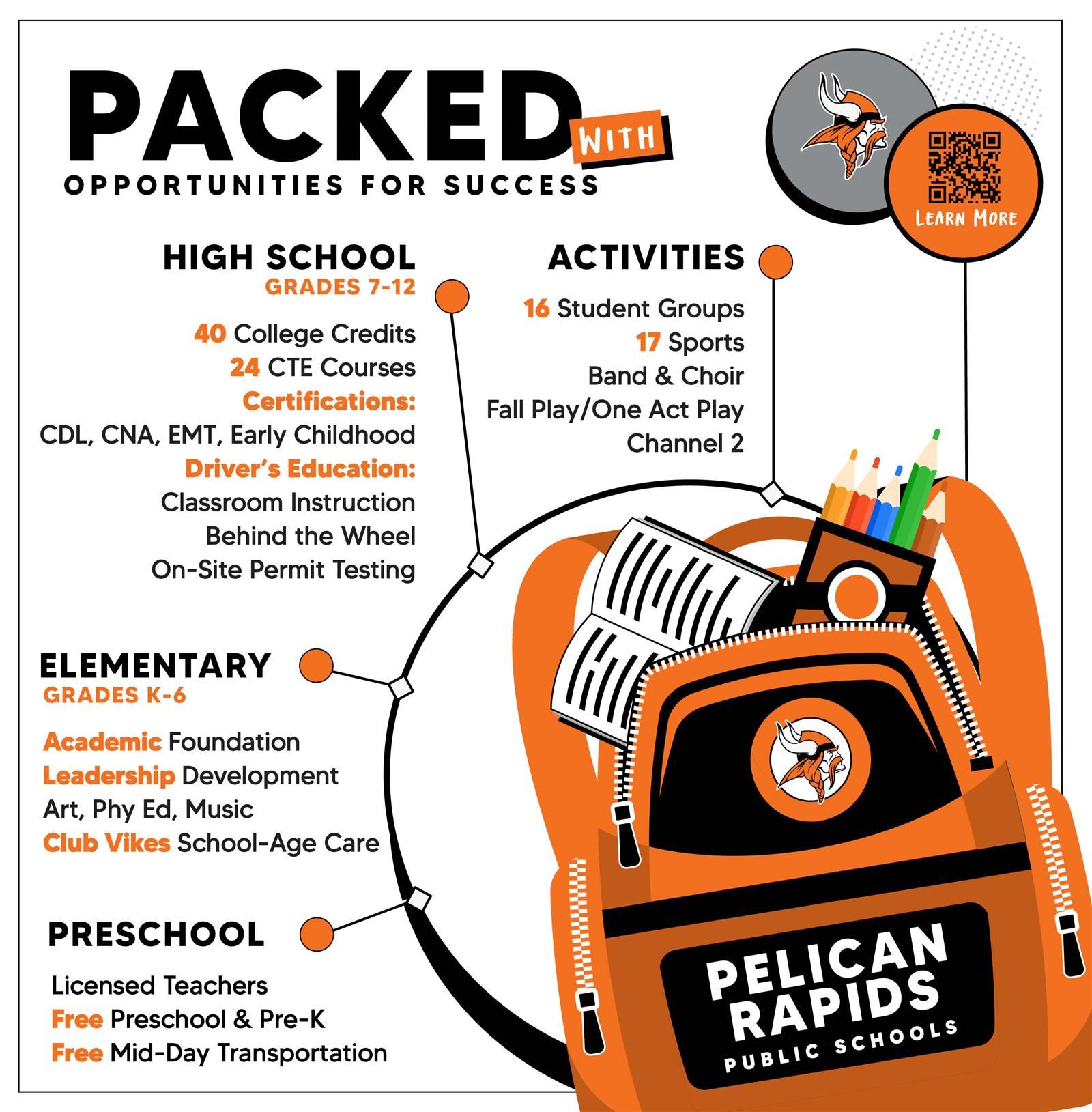 Packed with Opportunities for Success with information about Preschool-Grade 12 programs